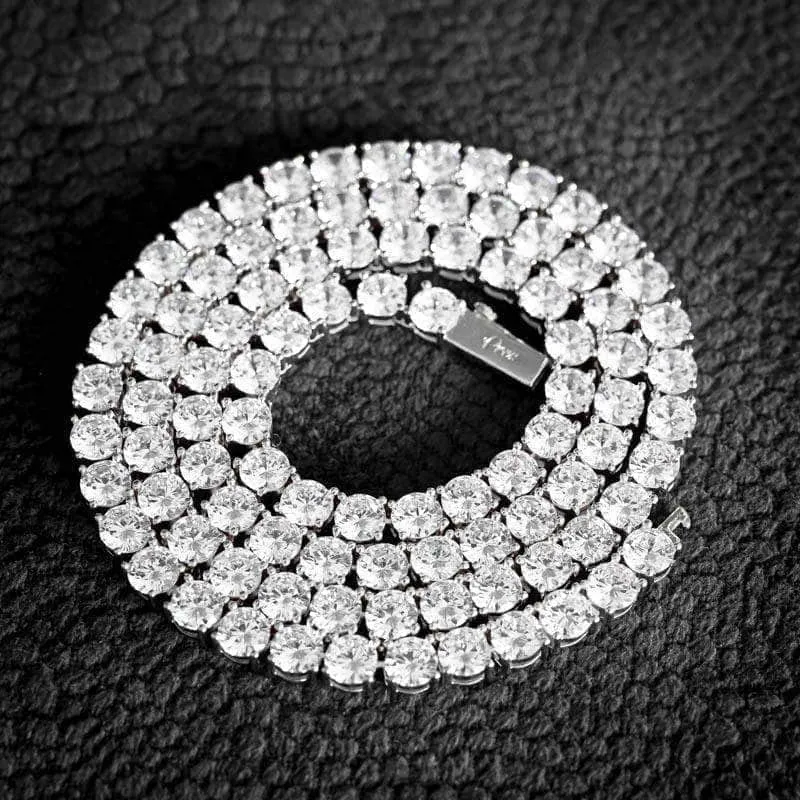 5mm Round Cut Tennis Necklace in White Gold