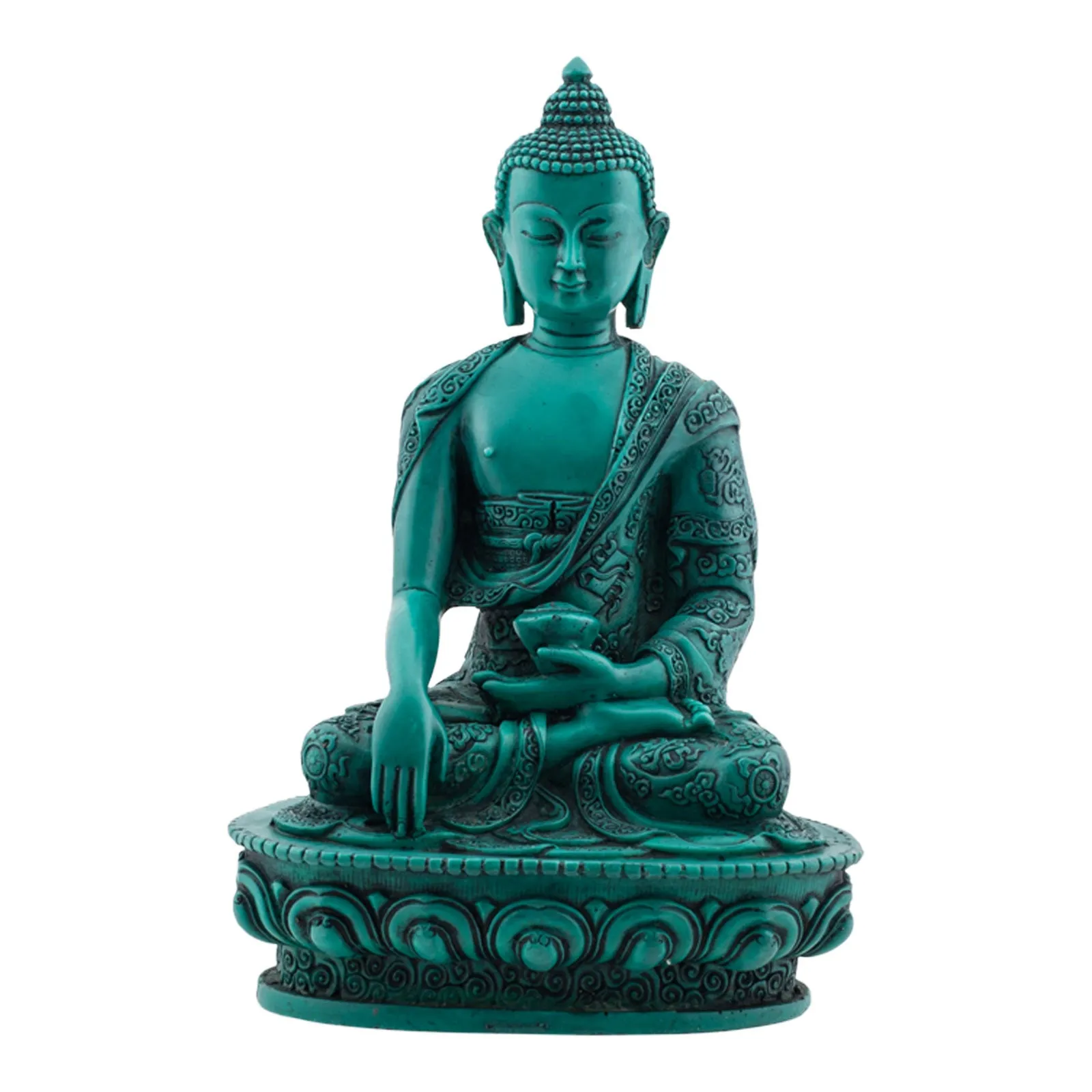 8 Turquoise Resin Gautama Buddha (Shakyamuni) Statue in Bhumis Parsa Mudra