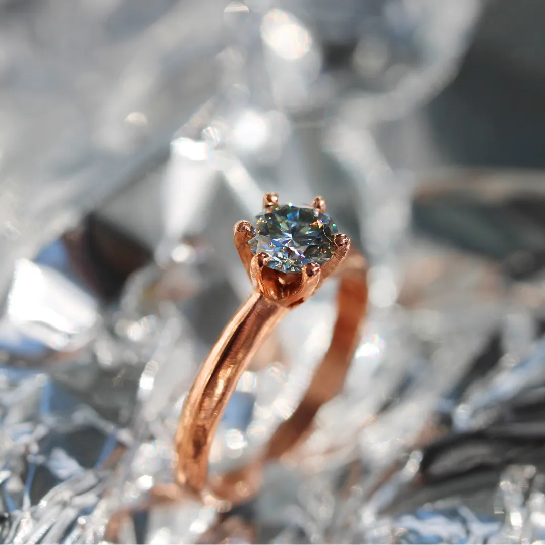 $ALE - 6mm Grey Moissanite Solitaire - Rose Gold