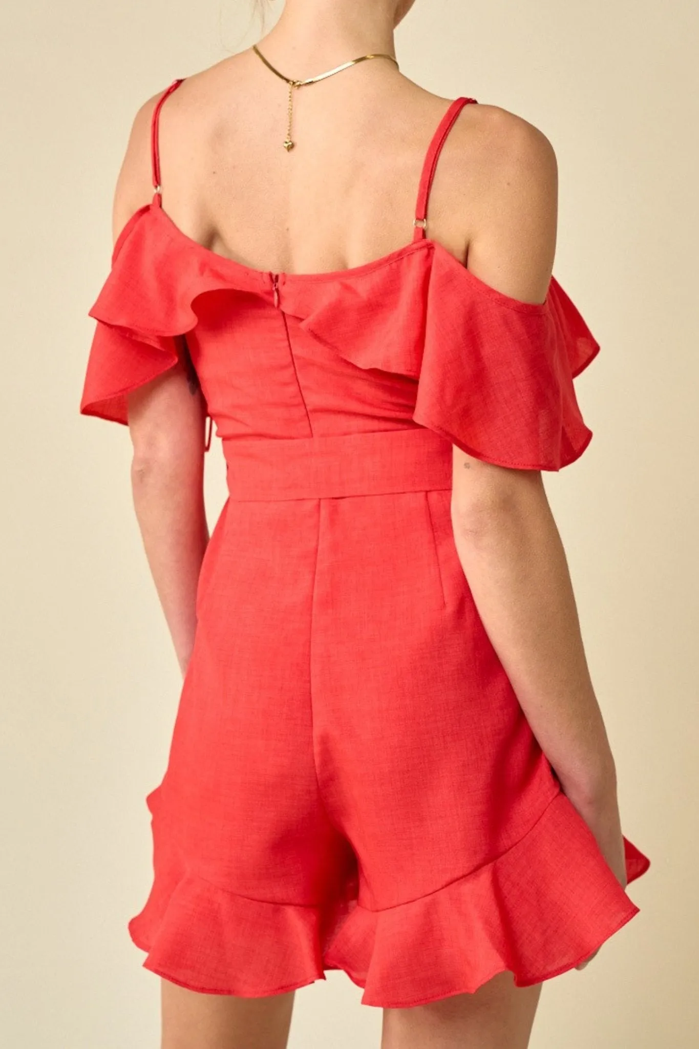 All Coral Romper