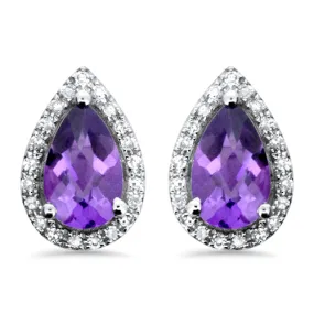 Amethyst and Diamond Earrings