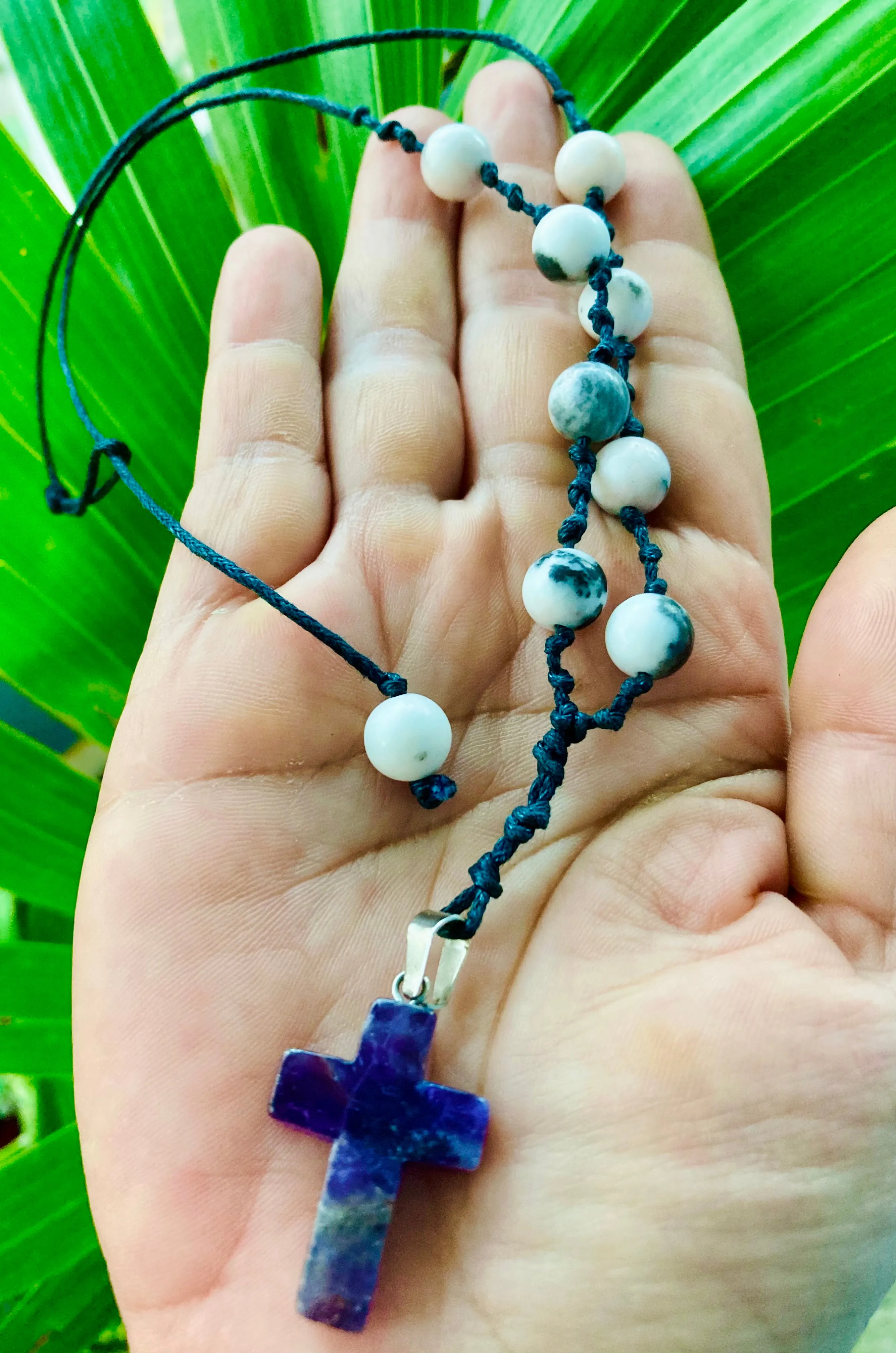 Amethyst Cross Hemp Necklace