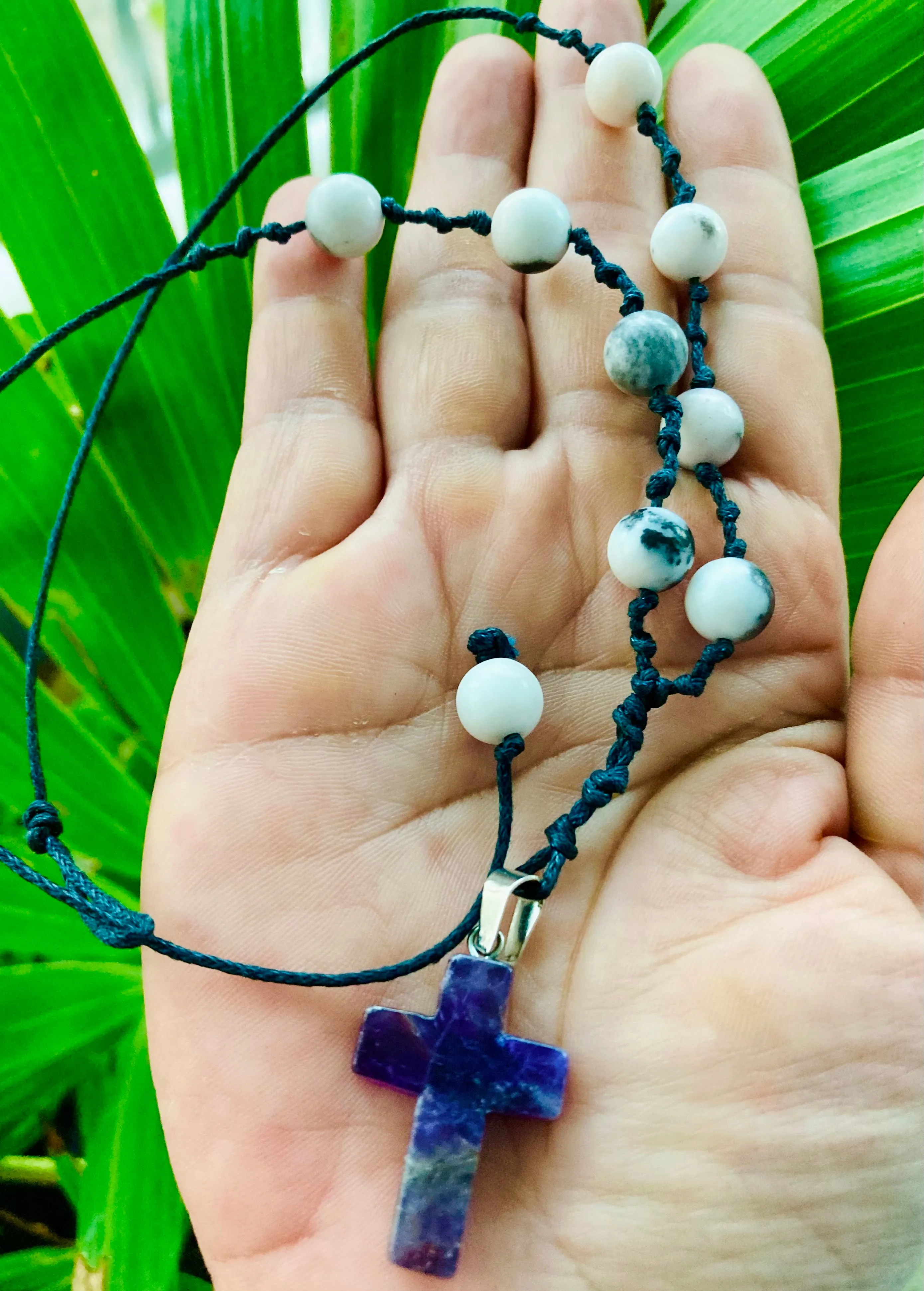 Amethyst Cross Hemp Necklace