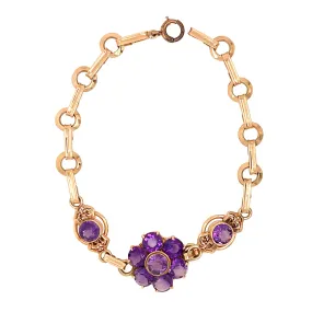 Amethyst Flower Bracelet in 14k Gold