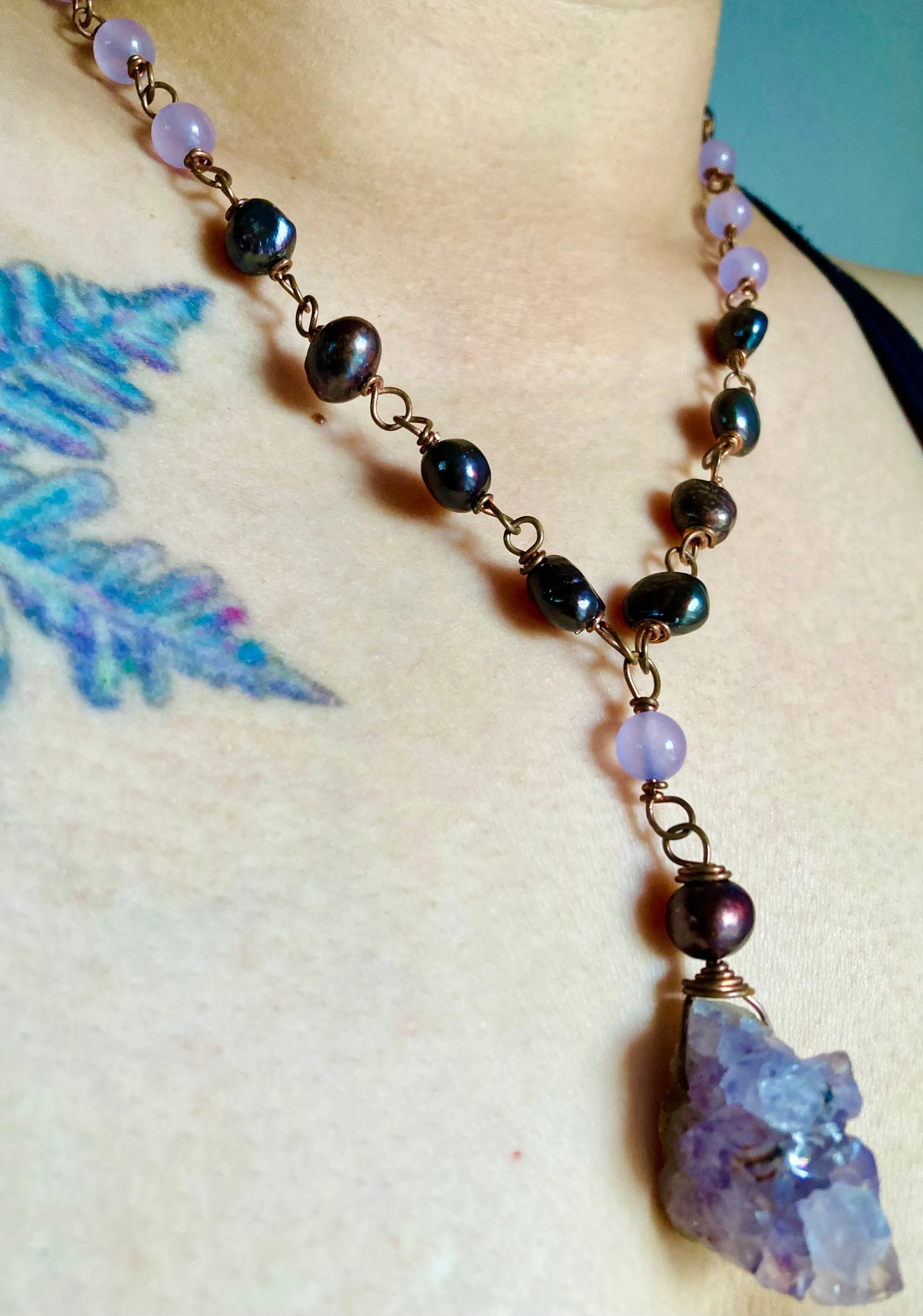 Amethyst Pearl Necklace