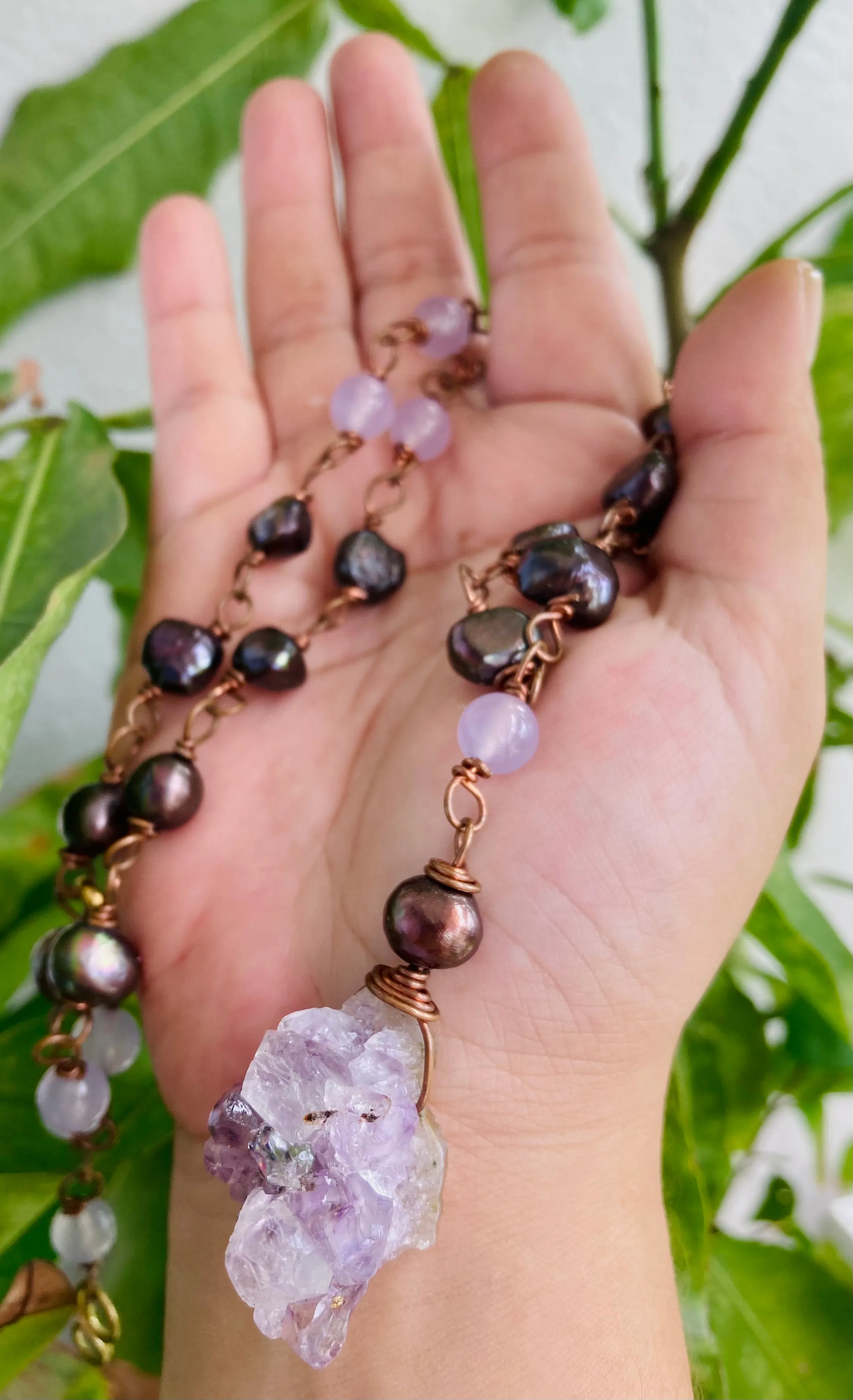 Amethyst Pearl Necklace