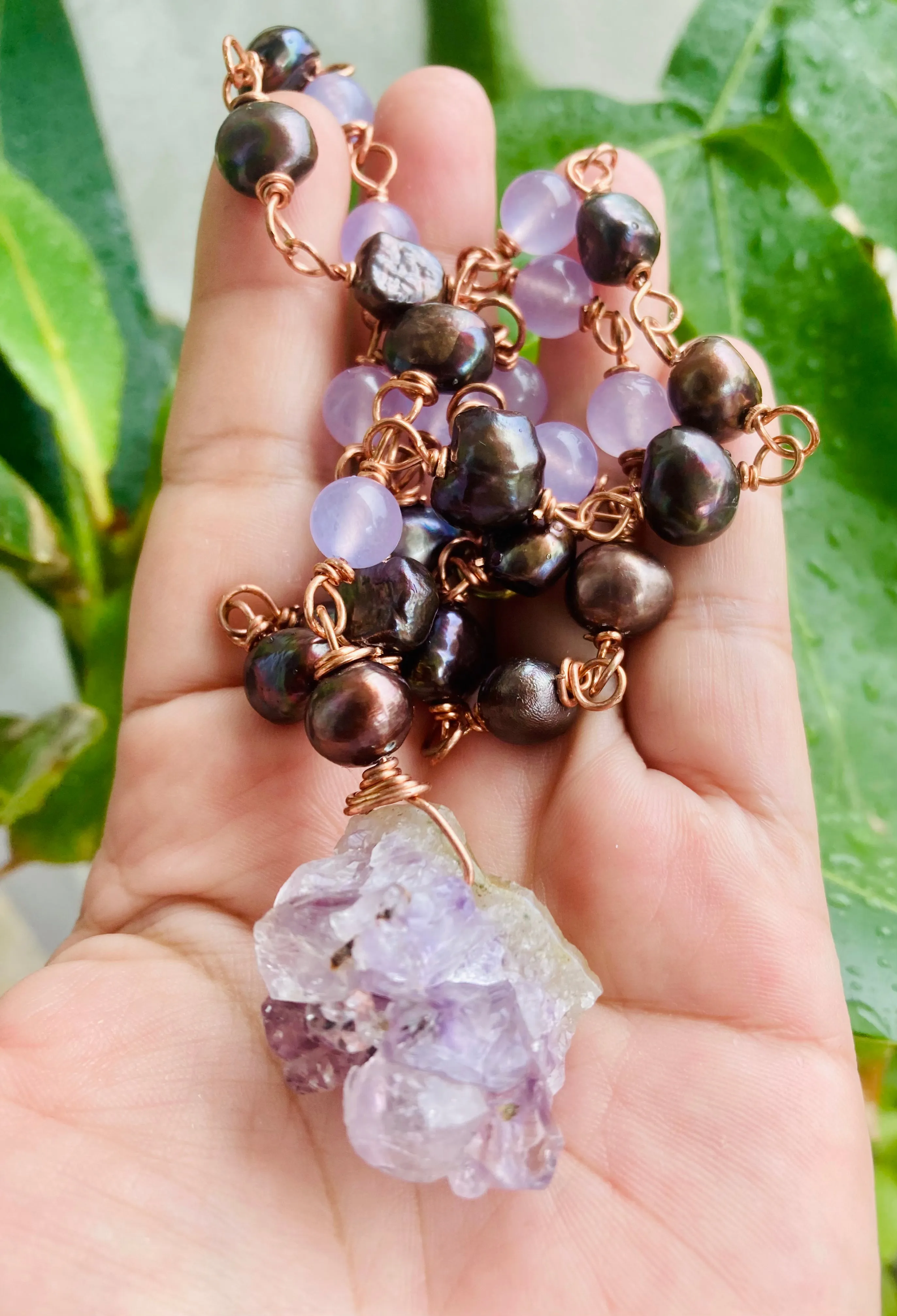 Amethyst Pearl Necklace