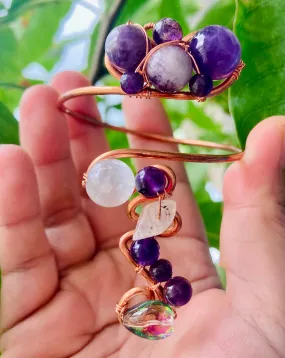 Amethyst Selenite Sphere Cuff