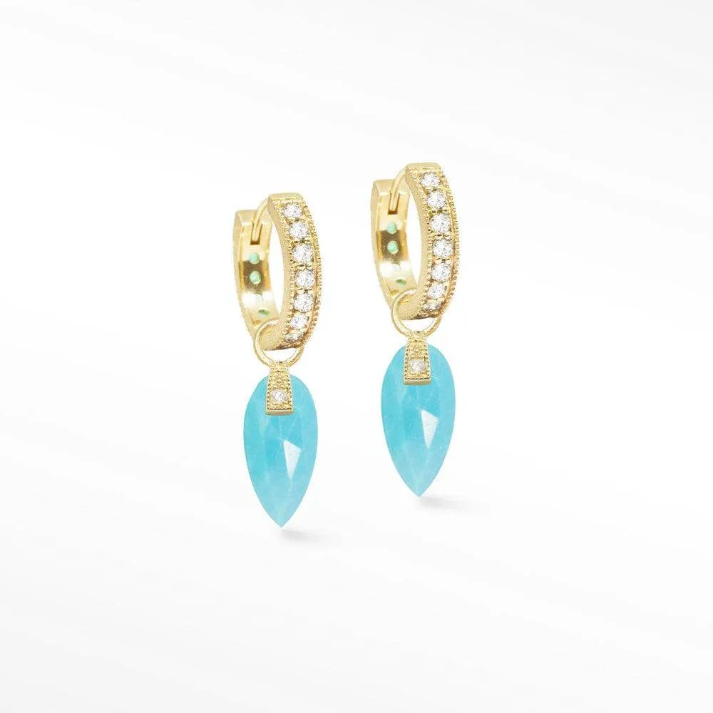 Angel Wings Arizona Turquoise 18K Yellow Gold Convertible Earrings