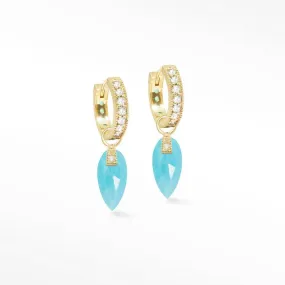 Angel Wings Arizona Turquoise 18K Yellow Gold Convertible Earrings