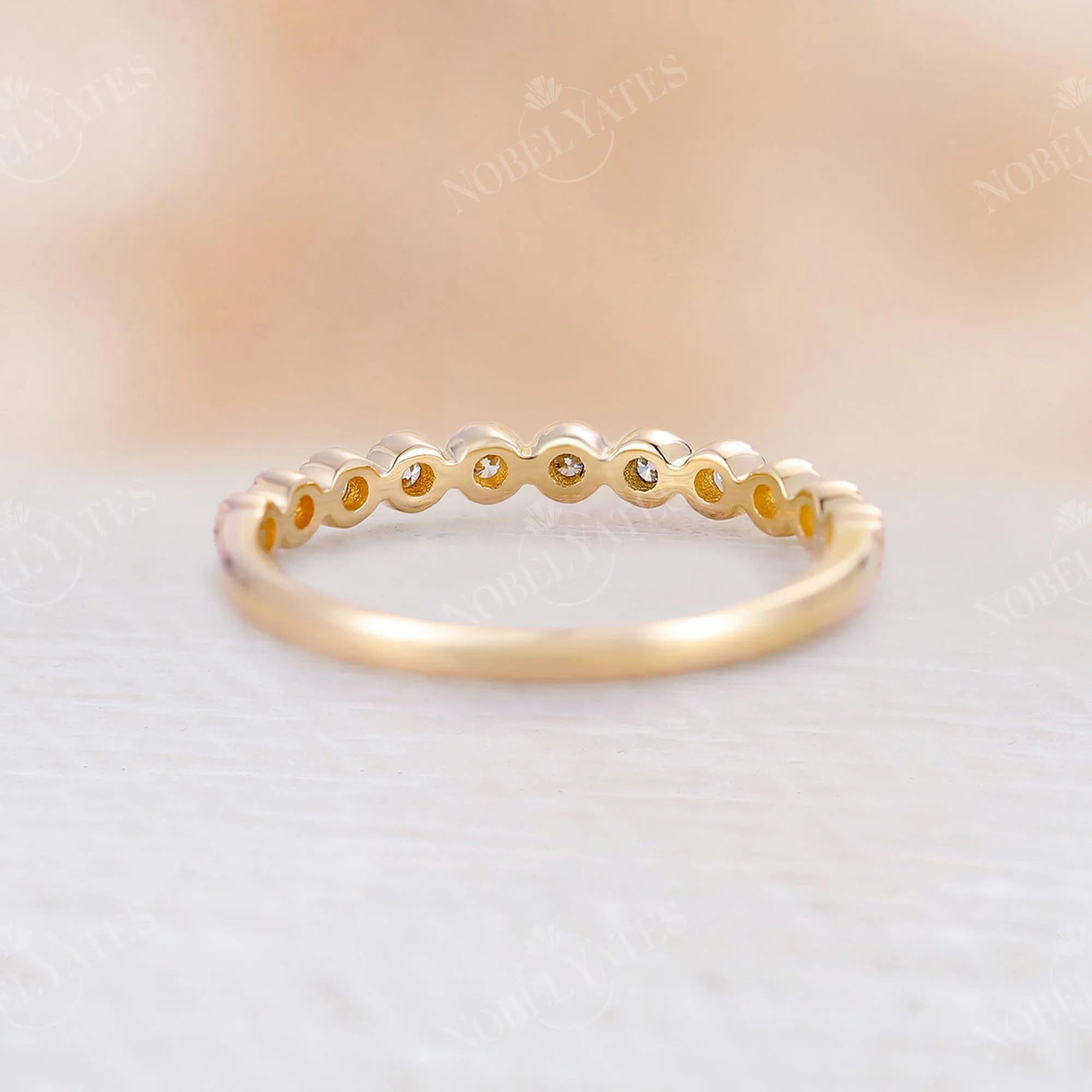 Antique Diamond Milgrain Wedding Band Yellow Gold