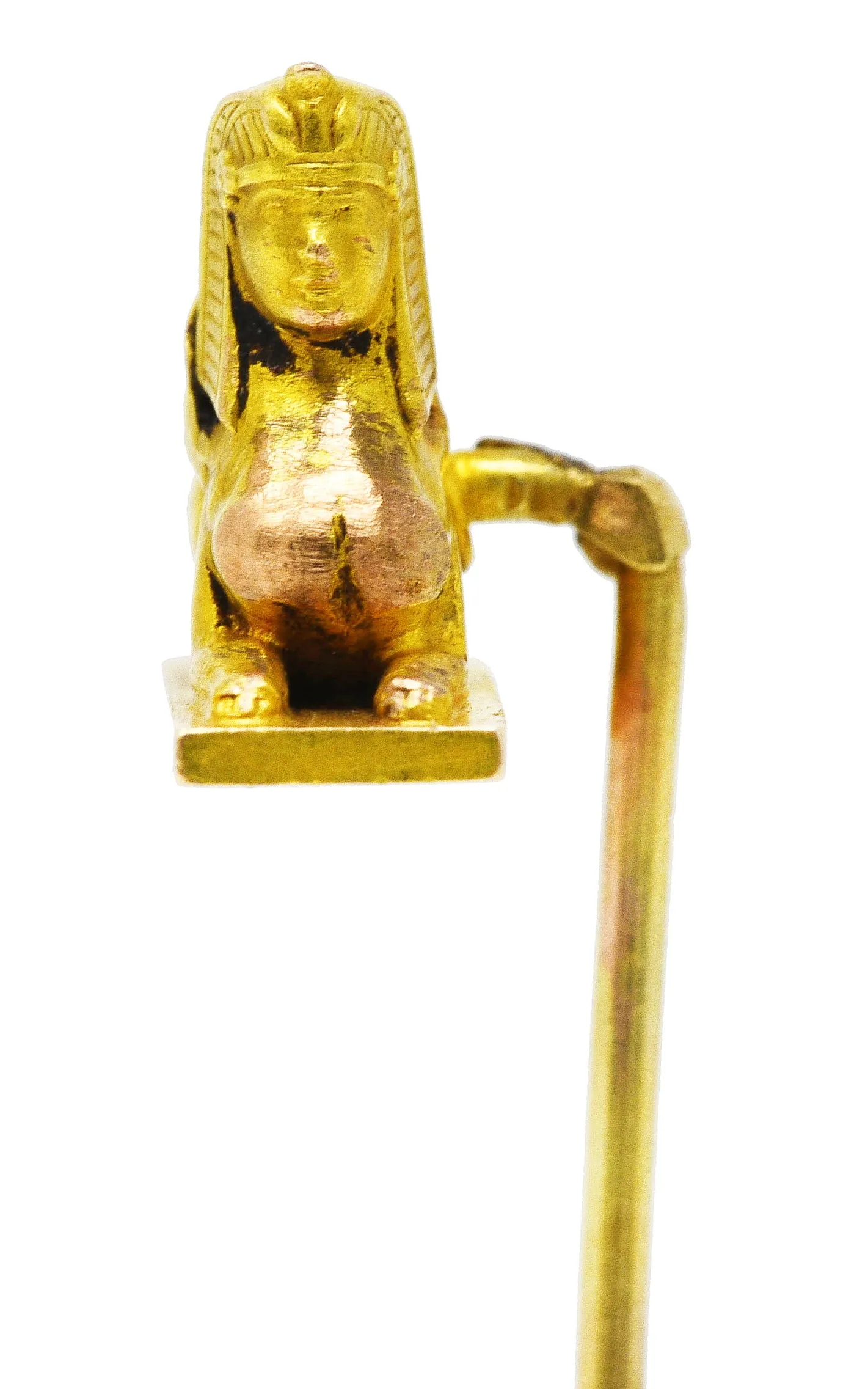 Antique Egyptian Revival 18 Karat Yellow Gold Sphinx Stickpin