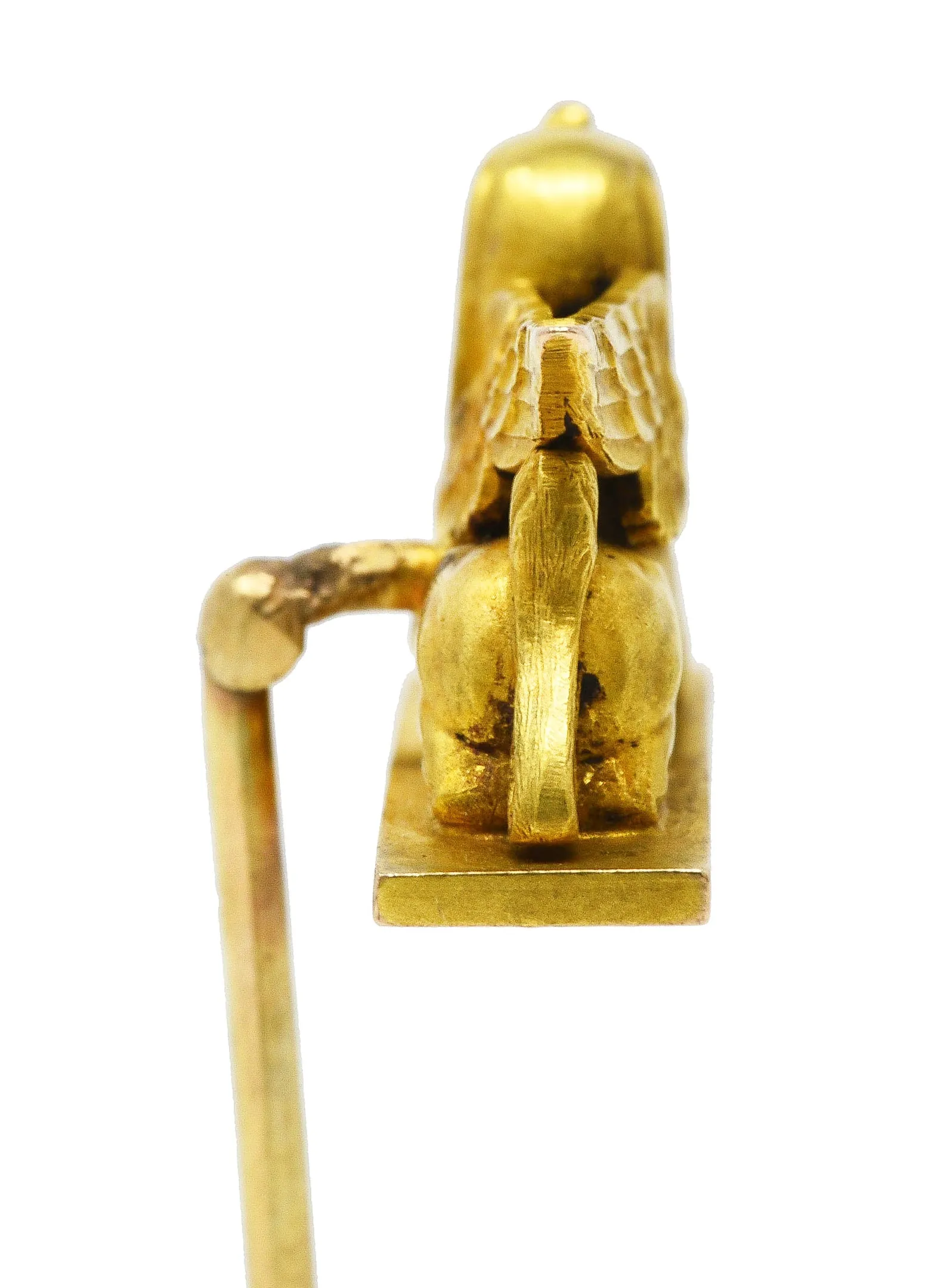 Antique Egyptian Revival 18 Karat Yellow Gold Sphinx Stickpin