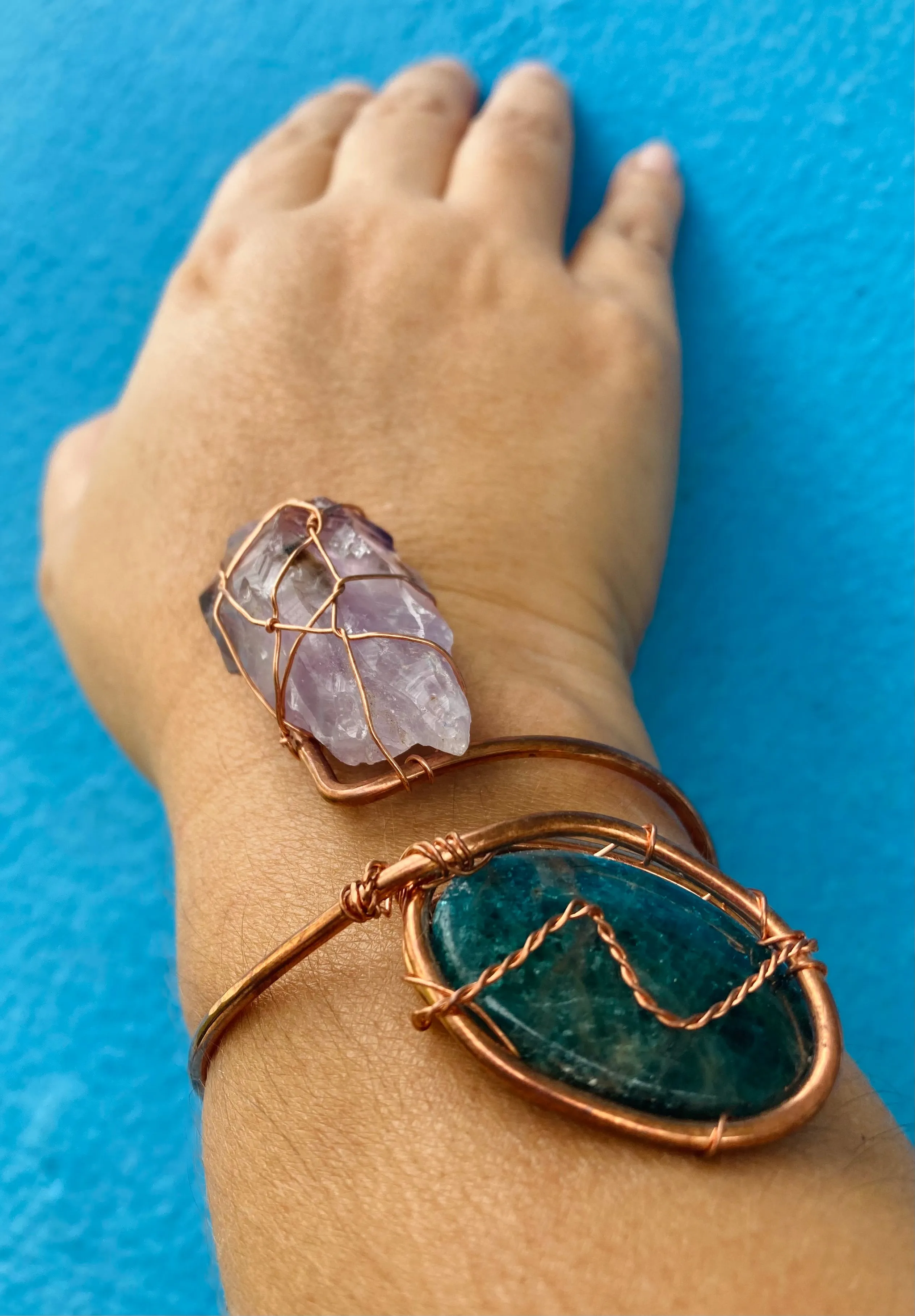 Apatite Amethyst Copper Cuff