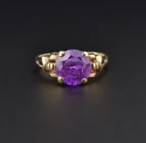 Art Deco 14K Gold Amethyst Solitaire Ring