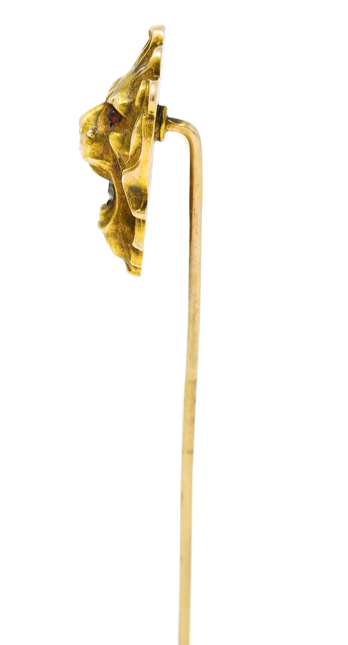 Art Nouveau Diamond 14 Karat Yellow Gold Lion Stickpin