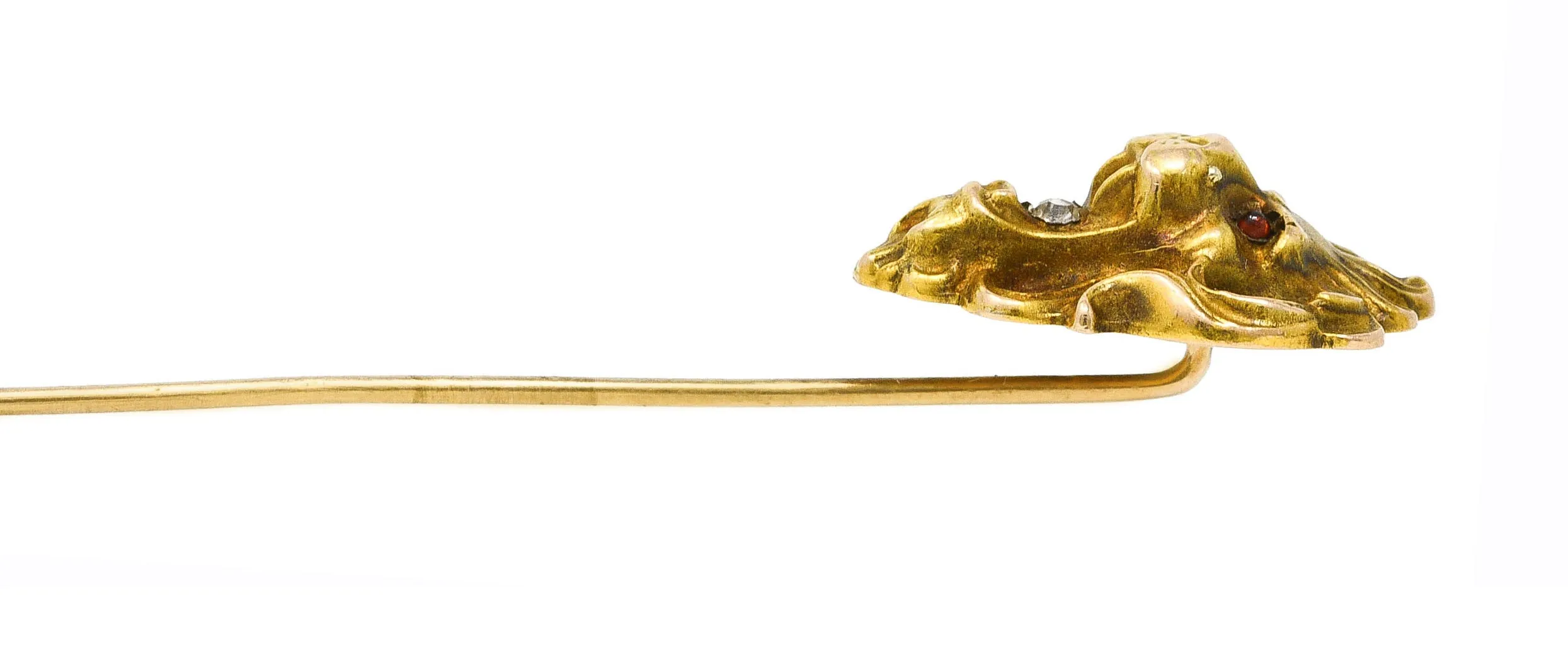 Art Nouveau Diamond 14 Karat Yellow Gold Lion Stickpin