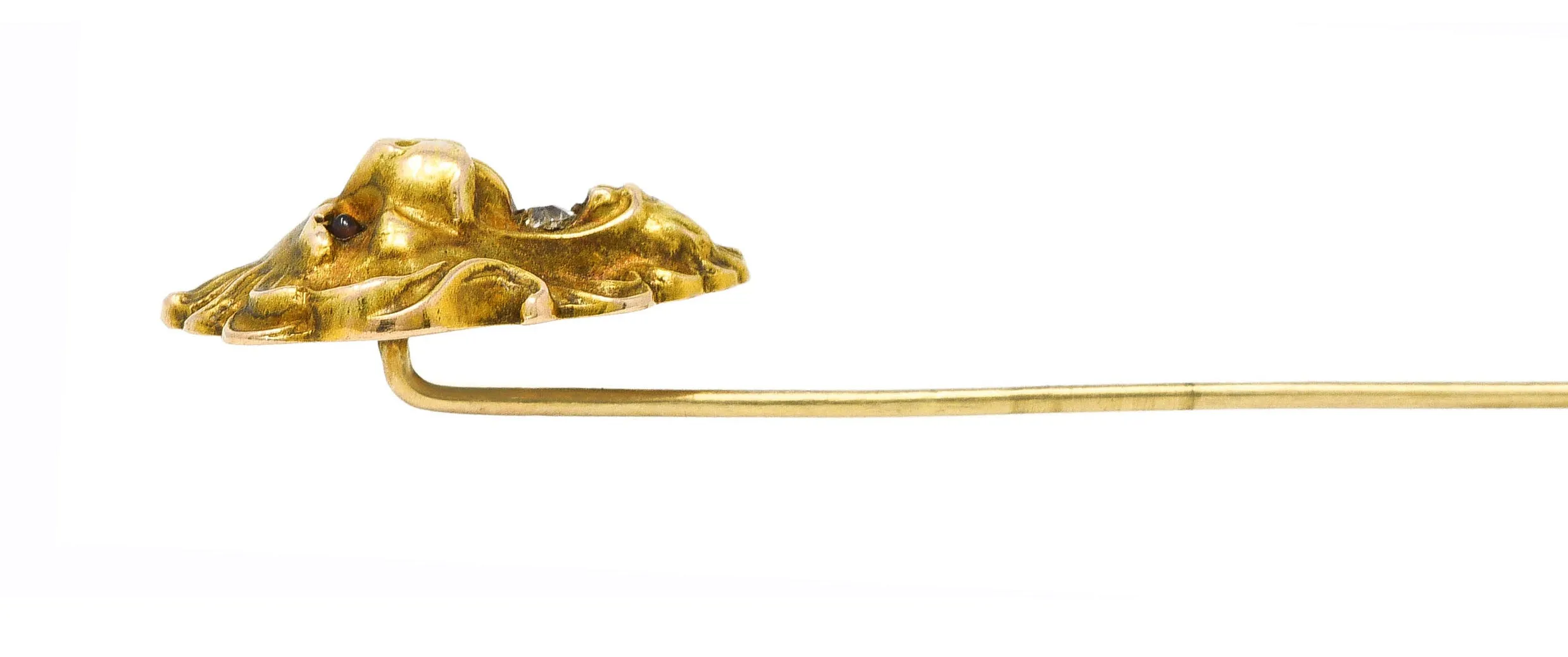 Art Nouveau Diamond 14 Karat Yellow Gold Lion Stickpin