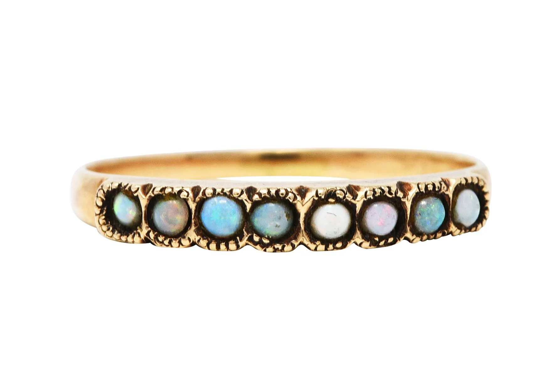 Art Nouveau Opal 14 Karat Gold Band Ring