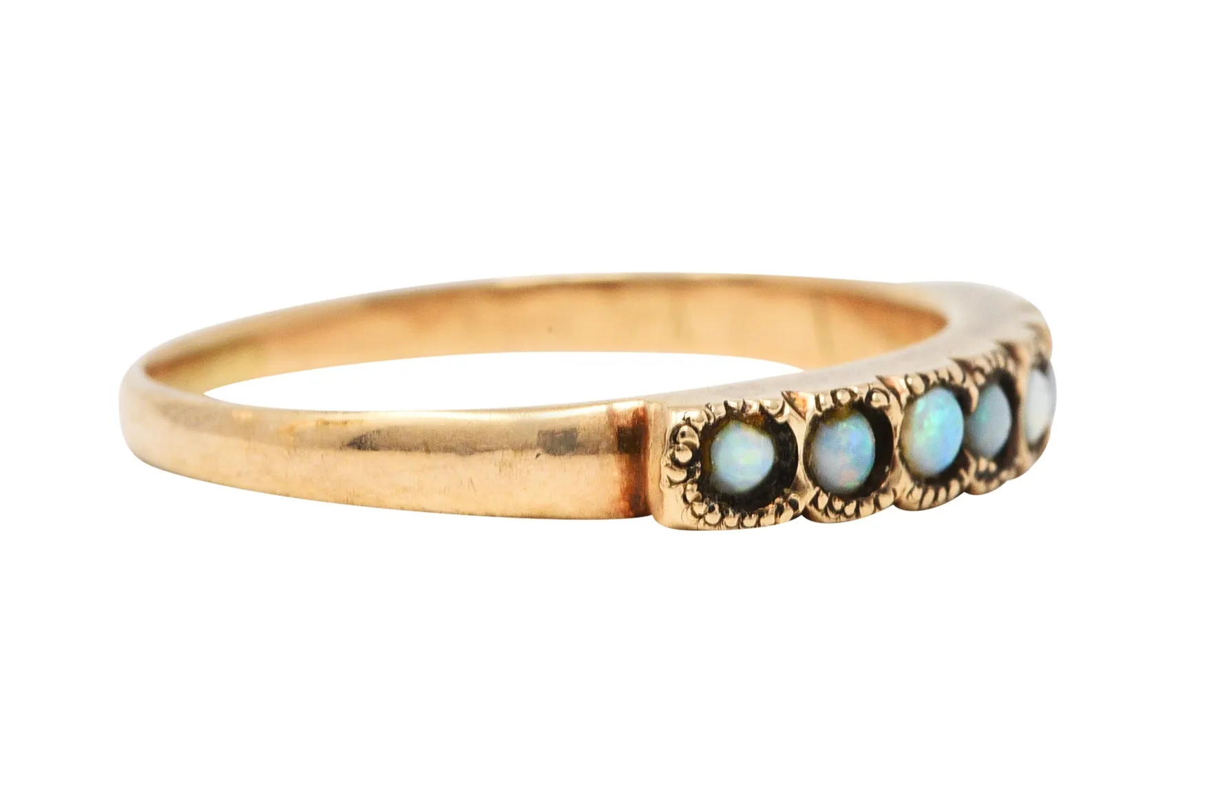 Art Nouveau Opal 14 Karat Gold Band Ring