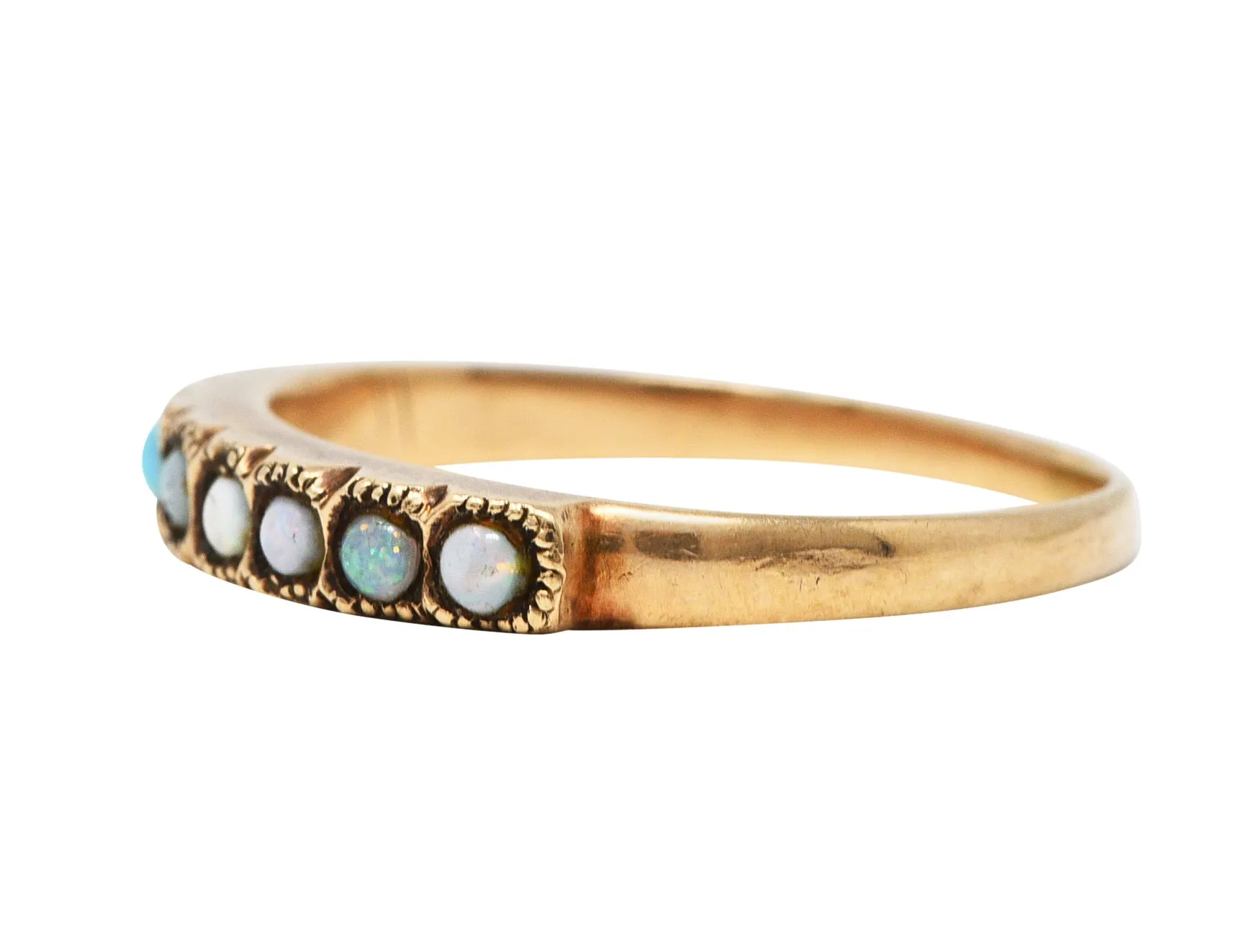 Art Nouveau Opal 14 Karat Gold Band Ring