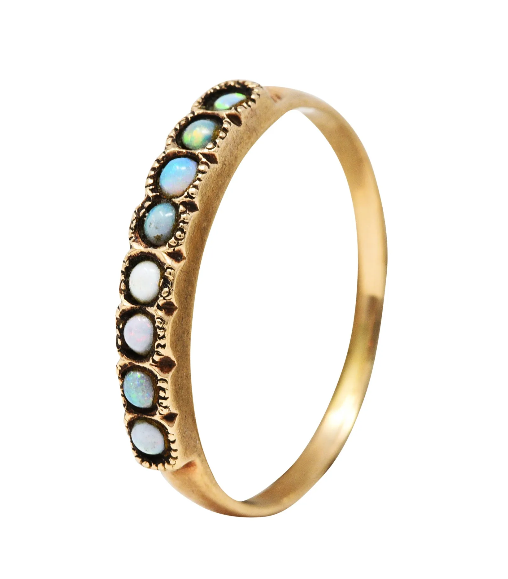 Art Nouveau Opal 14 Karat Gold Band Ring