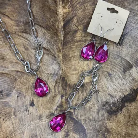 ATG Fuchsia Teardrop Jewelry Set