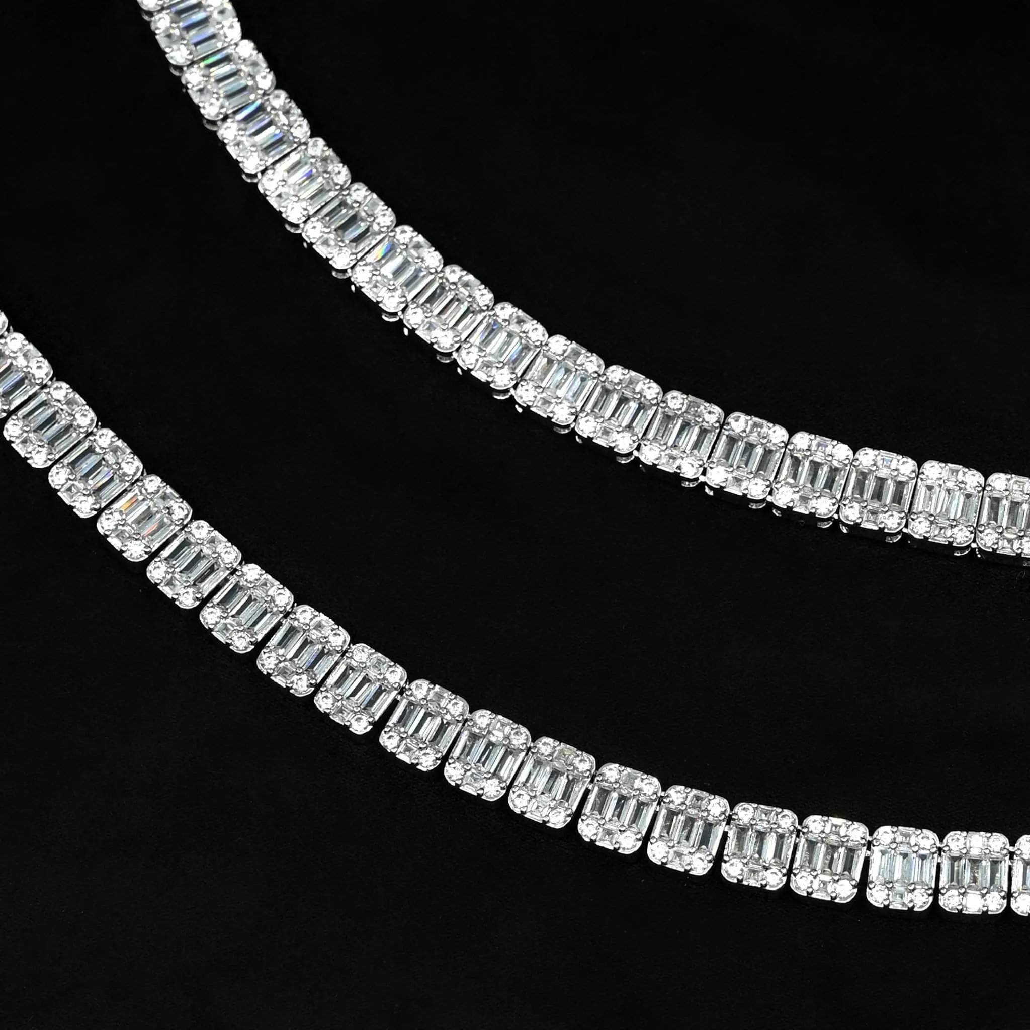 Baguette Oval Link Tennis Necklace