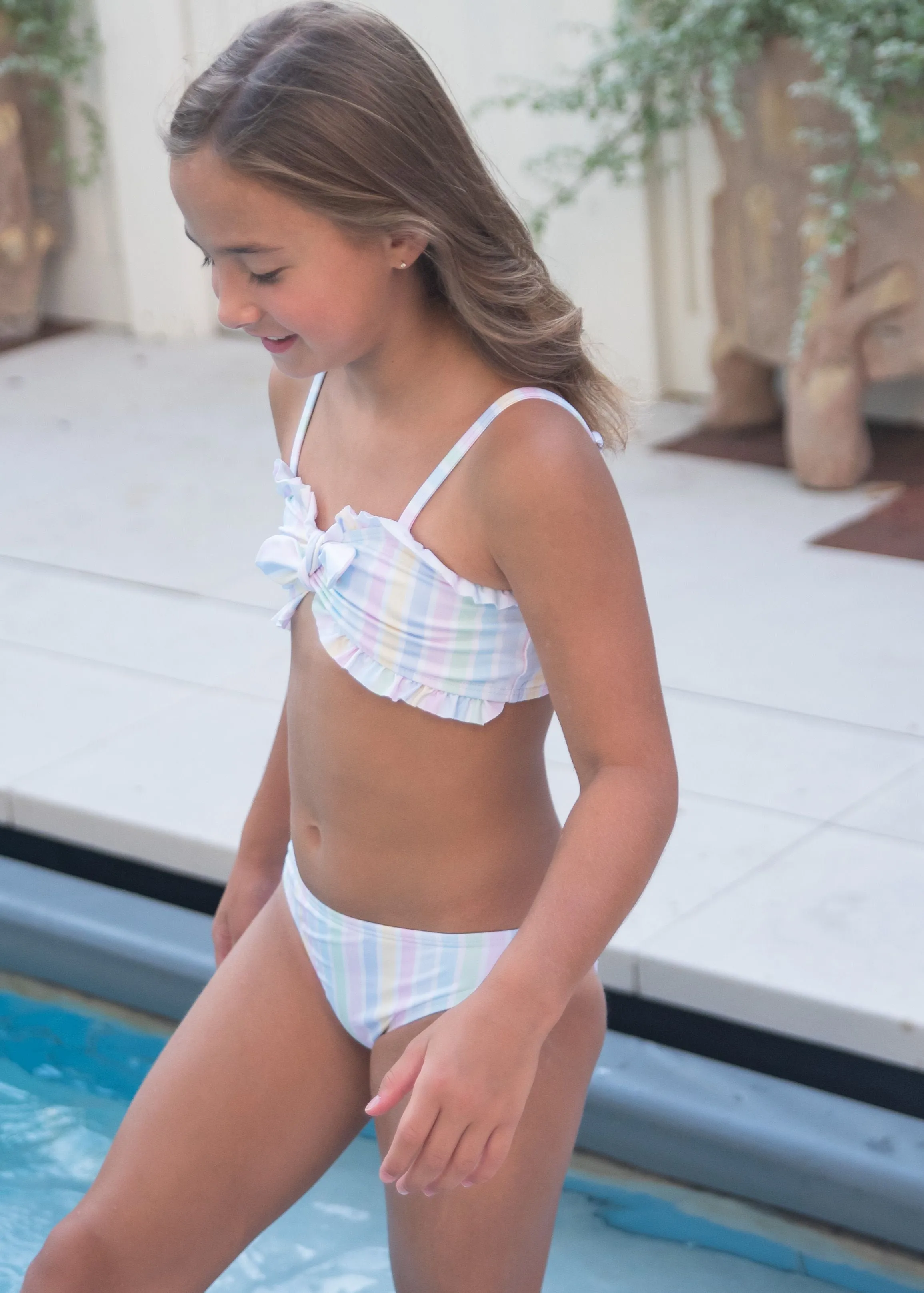 Be Elizabeth James & Lottie - Pastel Stripe Two Piece Bandeau Swim