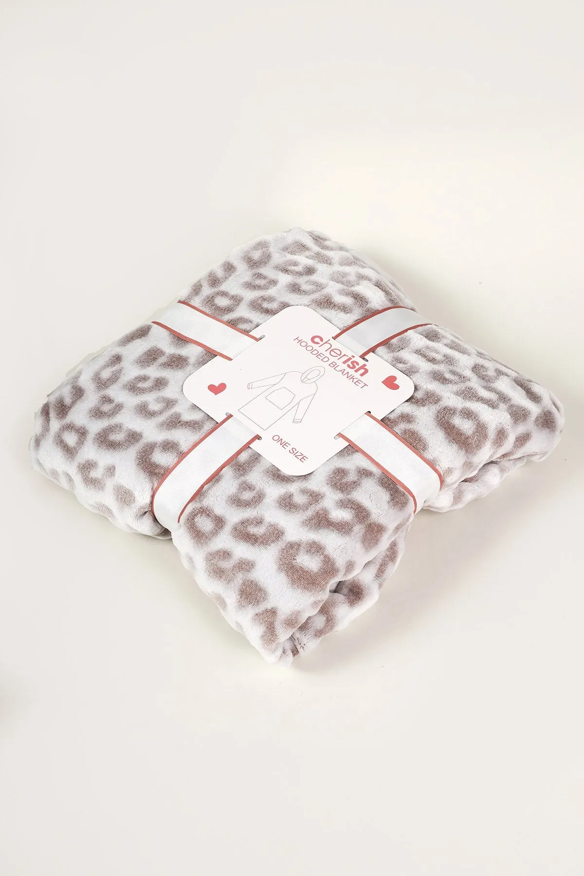 Beige Leopard Print Hooded Blanket