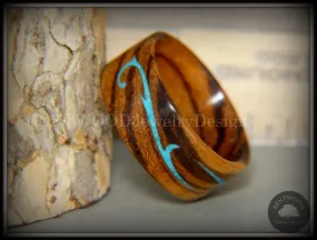 Bentwood Ring - Scroll Zebrawood Ring with Turquoise Inlay