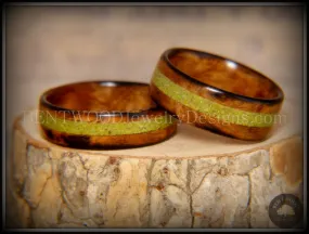 Bentwood Rings Set - Smokies Bethlehem Olivewood Wood Ring Set with Green Turquoise Inlays