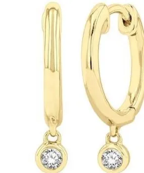 BEZEL SET PETITE DIAMOND HUGGIE FASHION EARRINGS