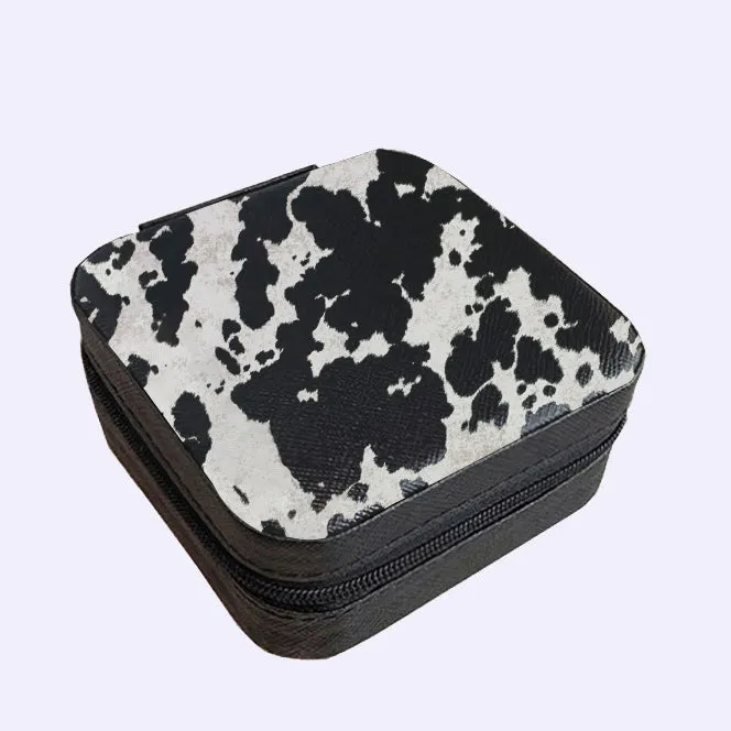 Black Cowhide Square Jewelry Case