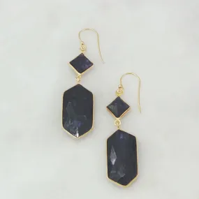 Blue Sapphire Double Drop Earrings