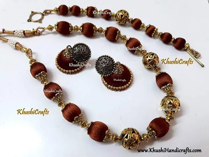 Bronze Silk Thread jewellery set