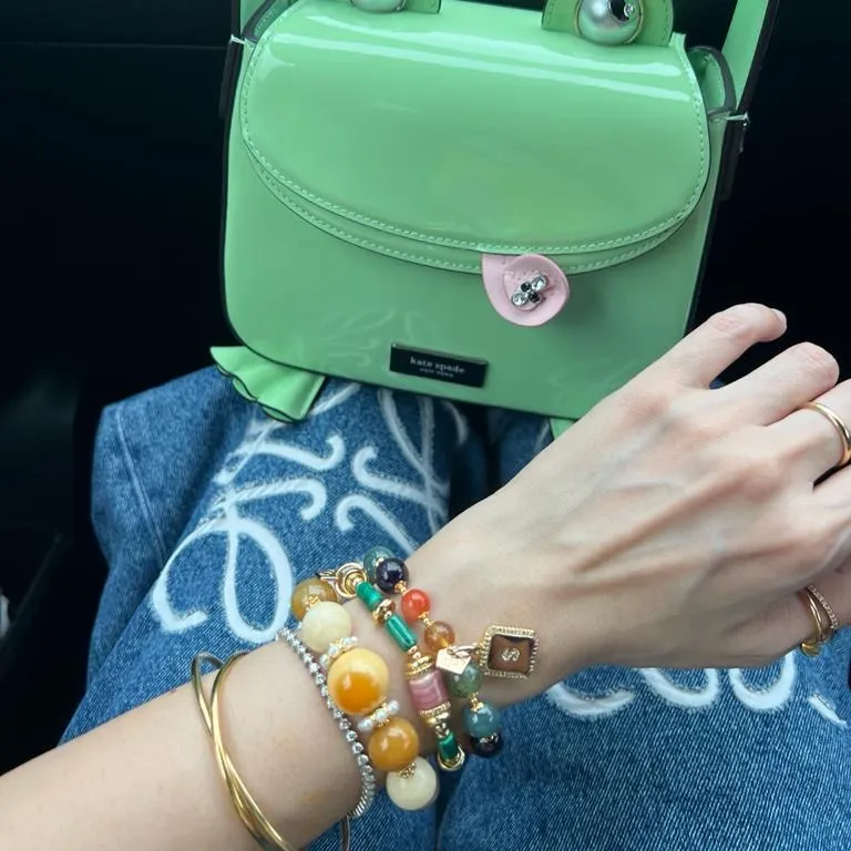 Burmese Yellow Agate, Yellow Calcite & Golden Jade Bracelet