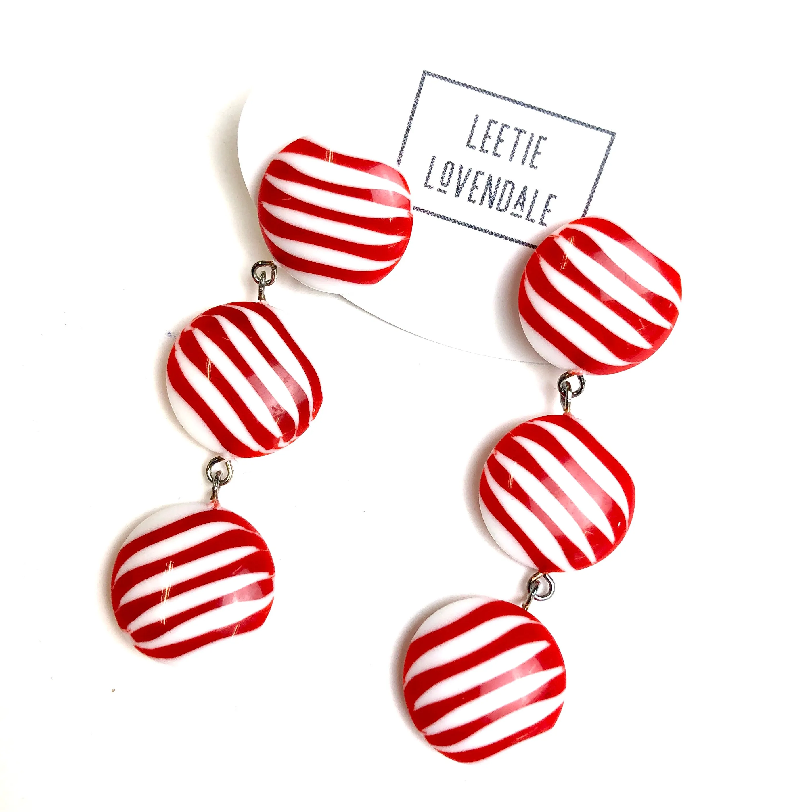 Candy Cane Stripe Tri Dot Earrings