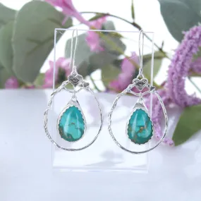 CARICO LAKE Turquoise Sterling Hoop Earrings Eye Heart