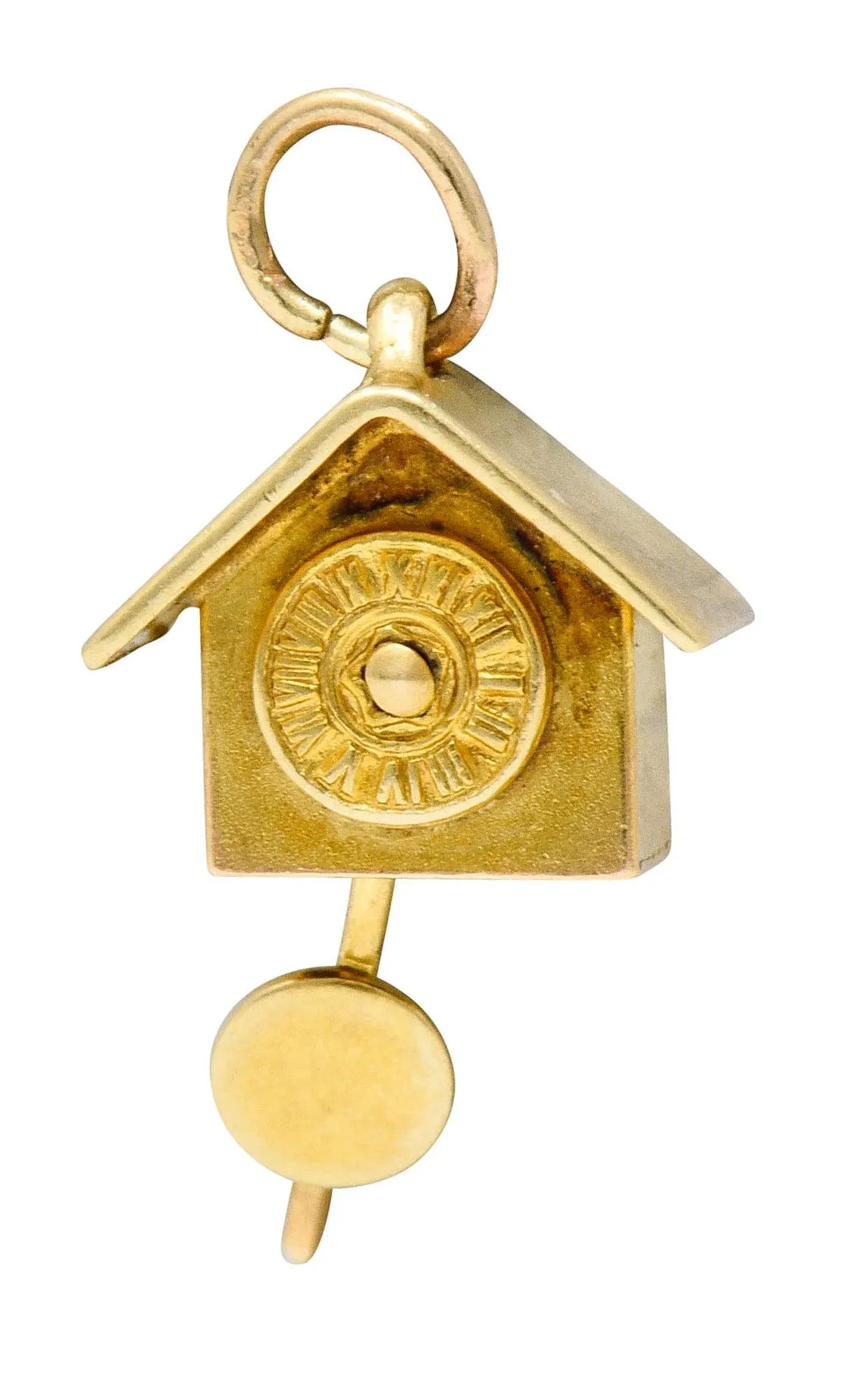 Carl-Art Retro 14 Karat Gold Cuckoo Clock Charm