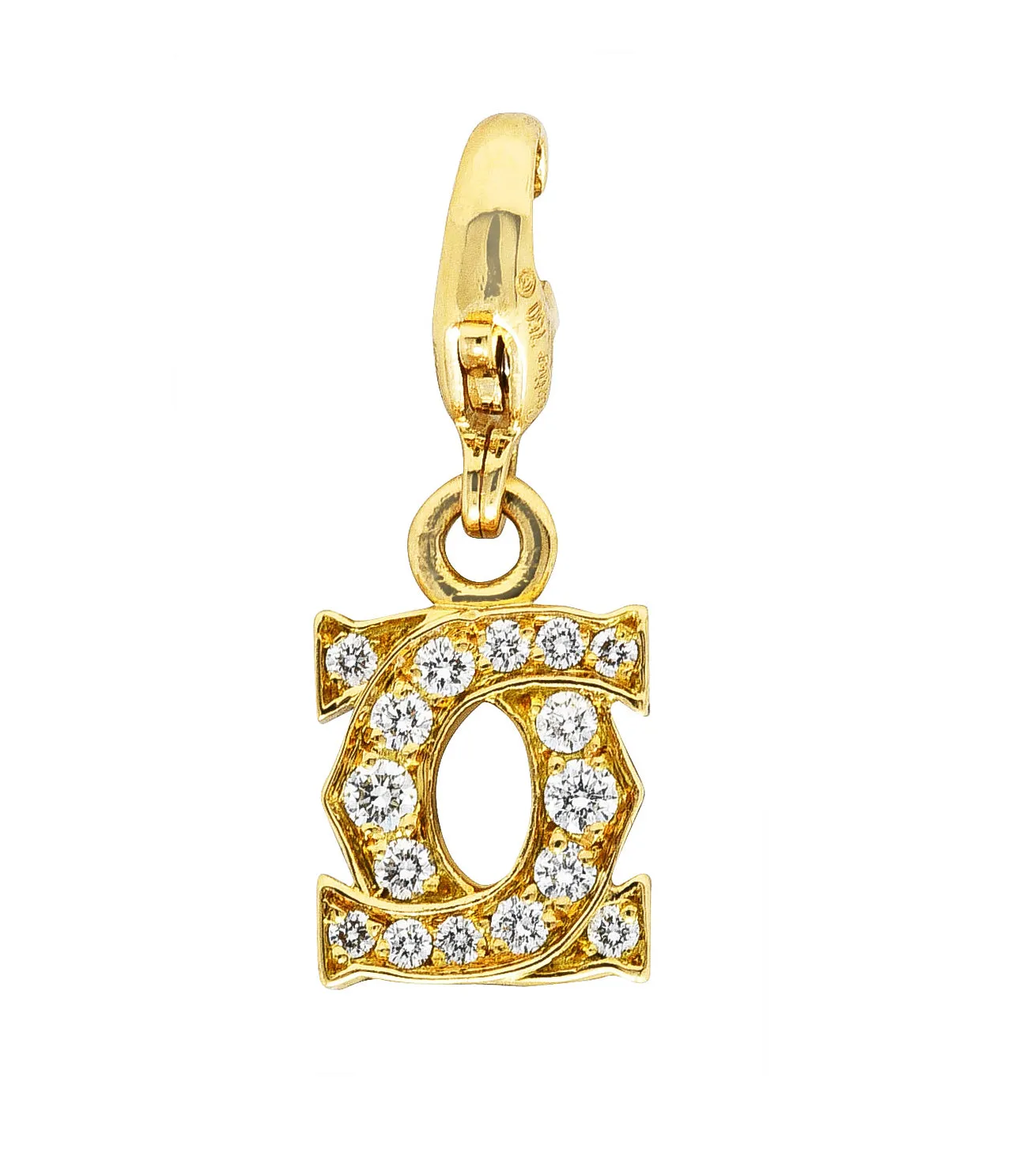 Cartier Diamond 18 Karat Yellow Gold C De Cartier Initial Logo Charm