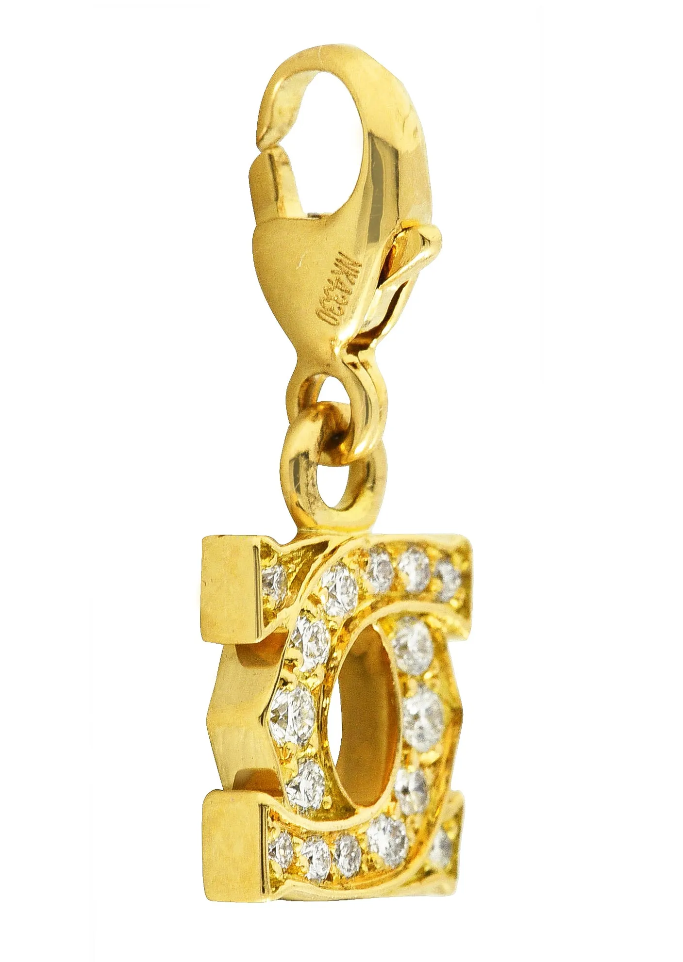 Cartier Diamond 18 Karat Yellow Gold C De Cartier Initial Logo Charm