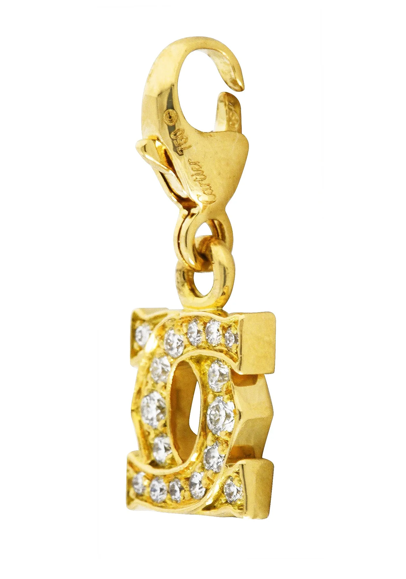 Cartier Diamond 18 Karat Yellow Gold C De Cartier Initial Logo Charm