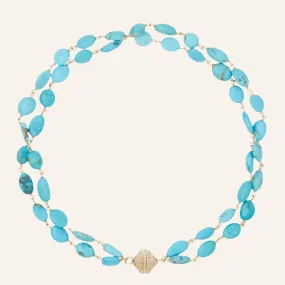 Caspian Kingman Turquoise Double Strand Necklace