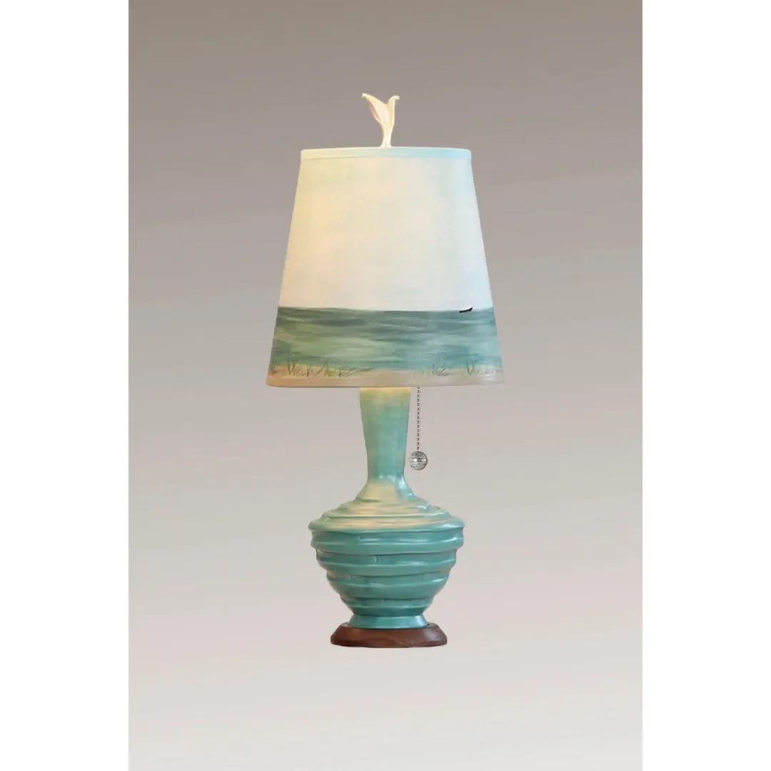 Ceramic Table Lamp with Small Drum Shade in Shore