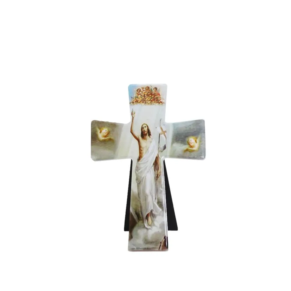 Ceramic Table/Wall Cross - Crucifixion/Resurrection/Crucified Christ - 18cm