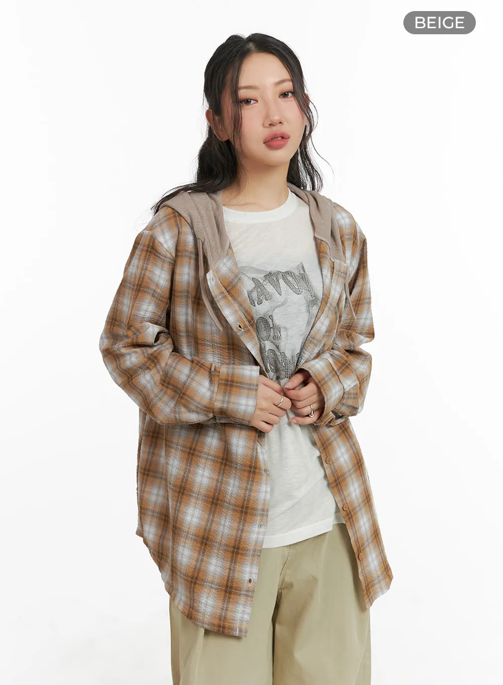 Checkered Hooded Shirt CM426