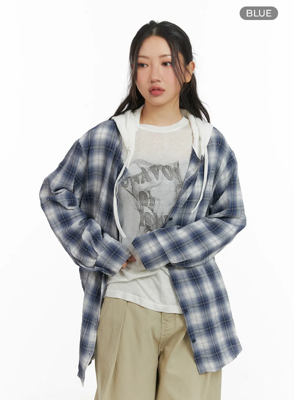 Checkered Hooded Shirt CM426