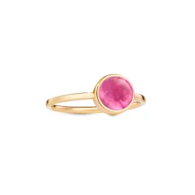 Circle sticker ring yellow gold with pink tourmaline