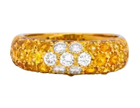 Contemporary Italian 3.85 CTW Diamond Yellow Sapphire 18 Karat Gold Ring